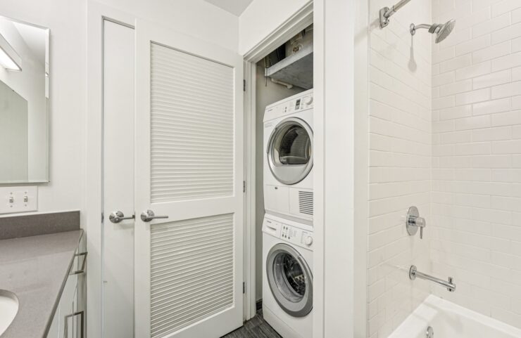 washer and dryer in bathroom